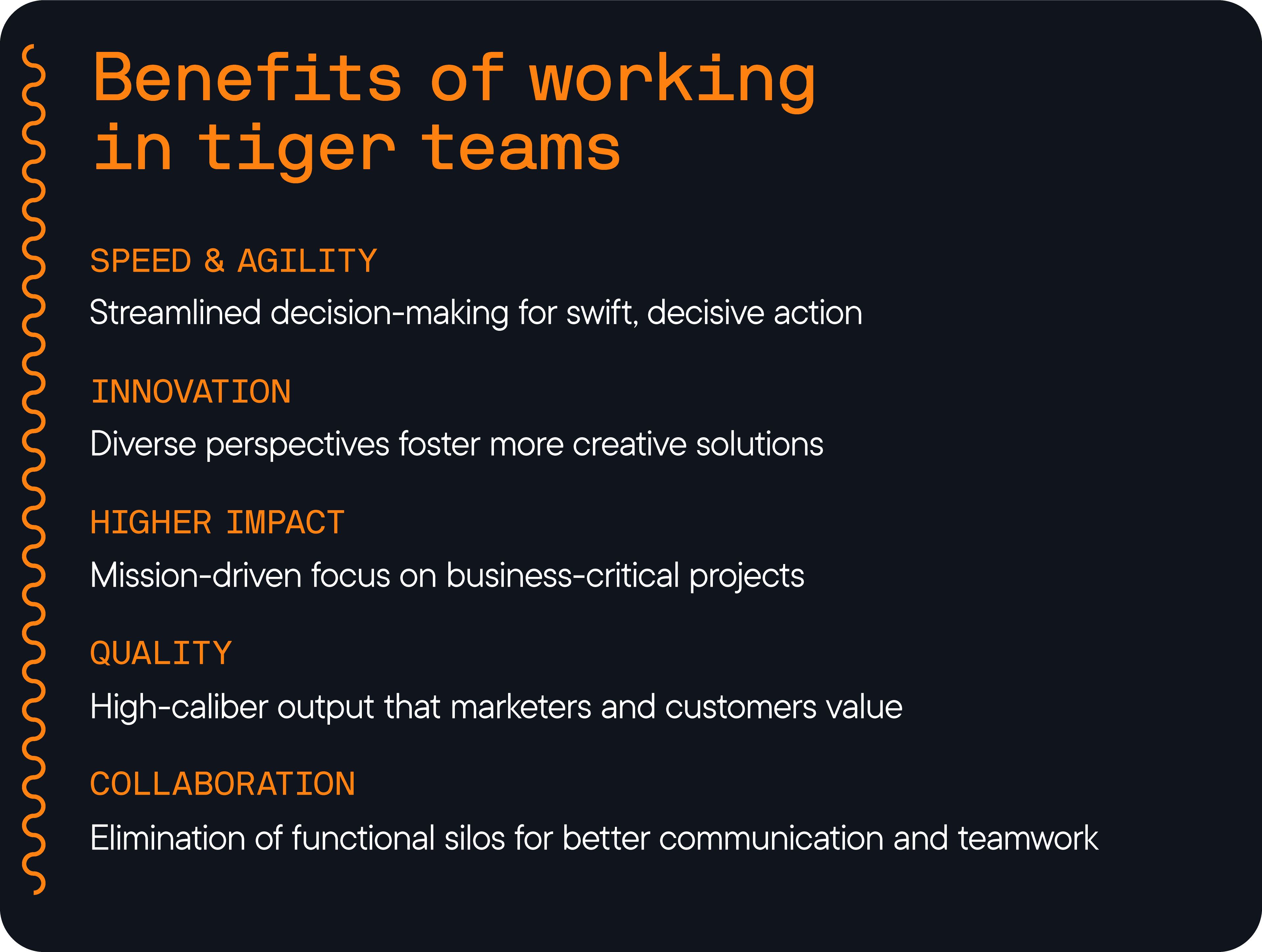 tiger team benefits