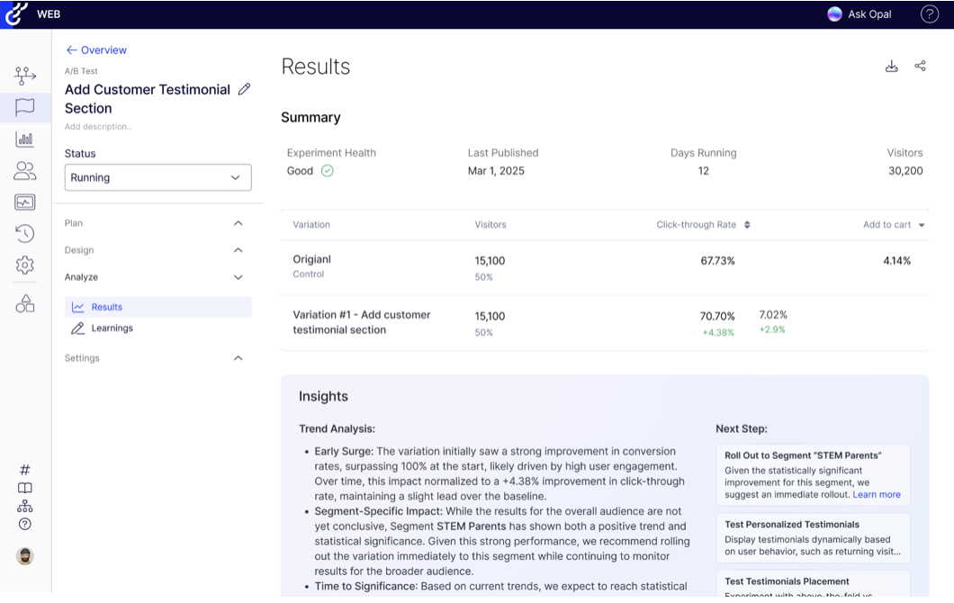 Automating A/B testing with AI (result generation)