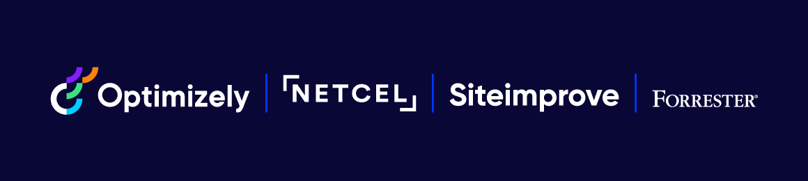 Optimizely, Netcel, Siteimprove and Forrester logo in a row