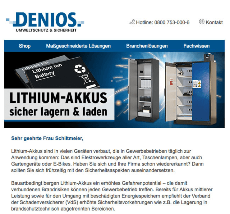 Denios homepage